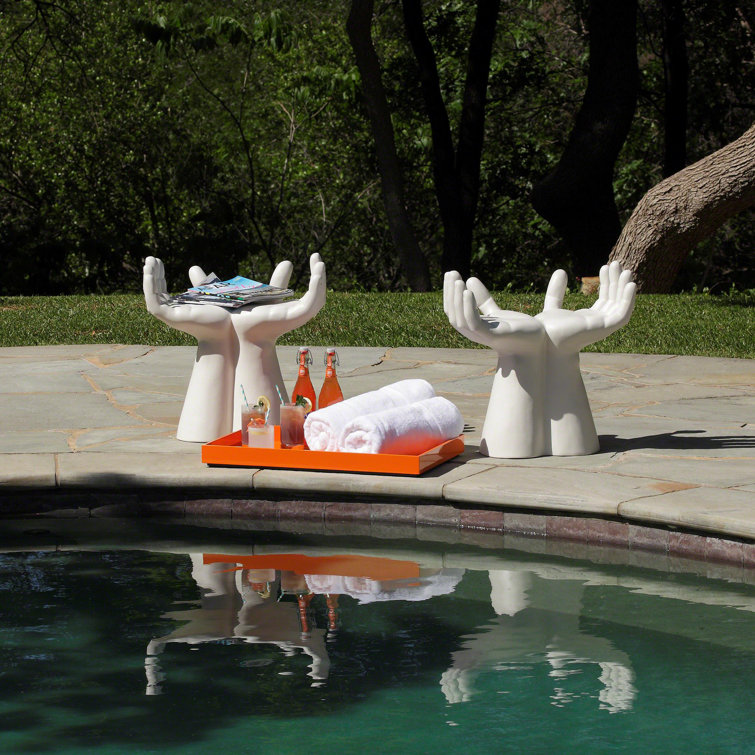 Matte White Ceramic Hands Sculpted Stool - Made in Italy