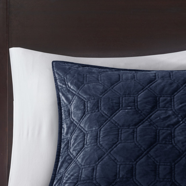 Navy Velvet King Reversible Quilt Set