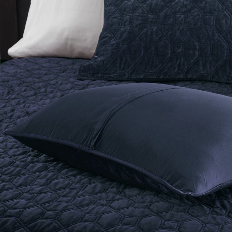 Navy Velvet King Reversible Quilt Set