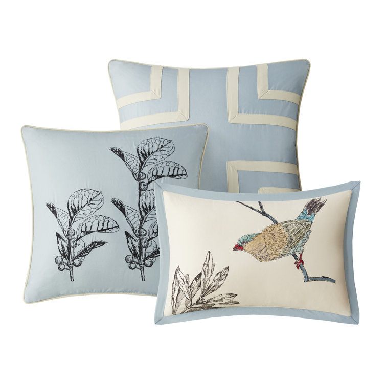 King Blue Cotton Reversible Floral Comforter Set
