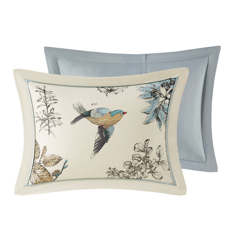 King Blue Cotton Reversible Floral Comforter Set