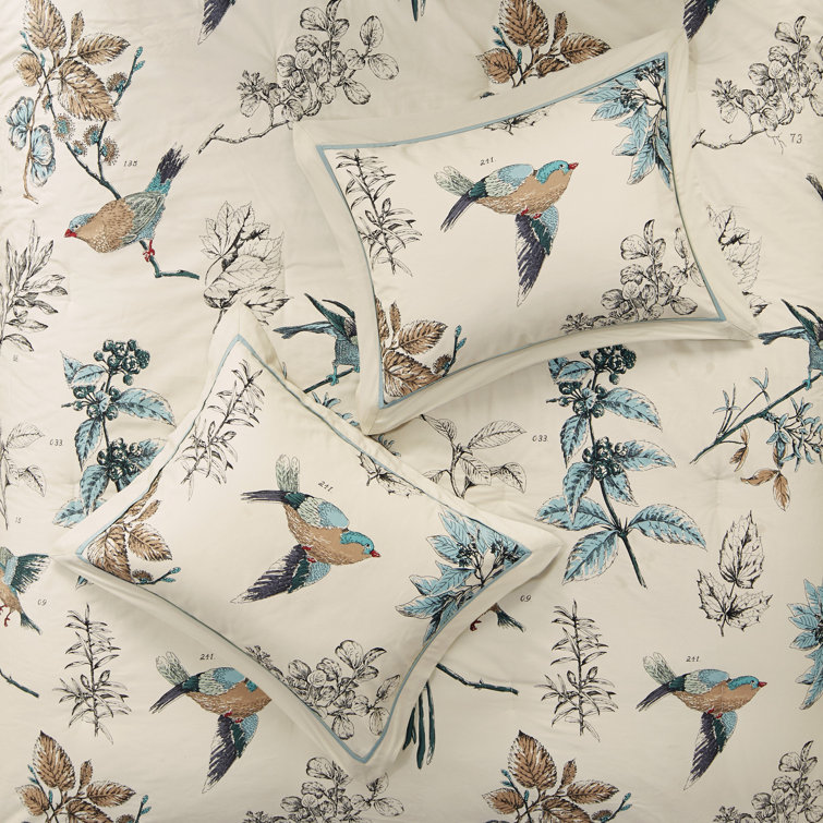 King Blue Cotton Reversible Floral Comforter Set