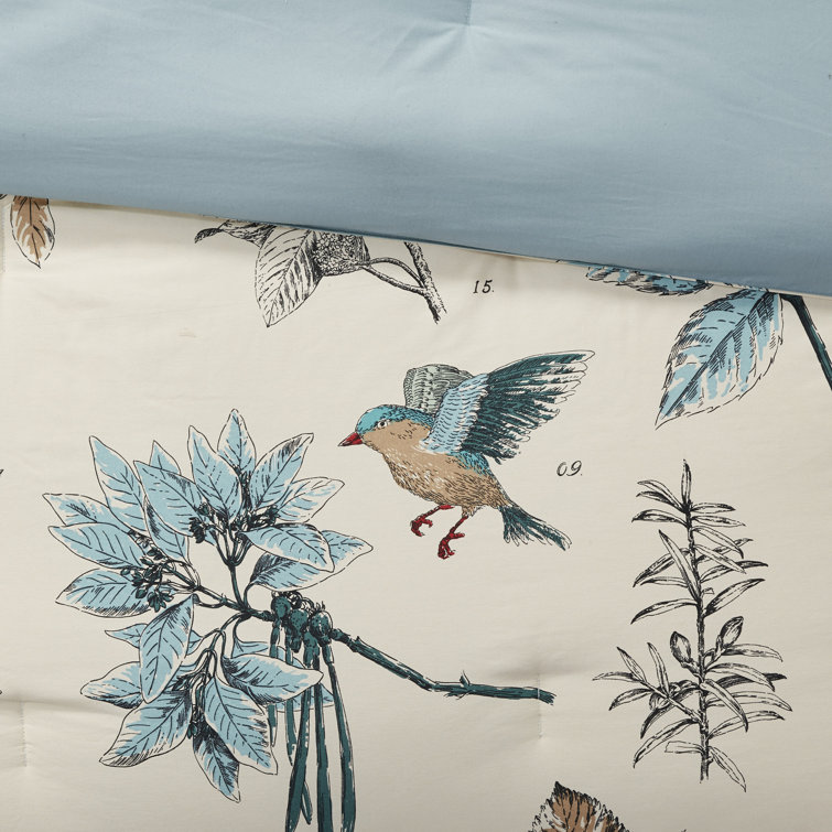 King Blue Cotton Reversible Floral Comforter Set