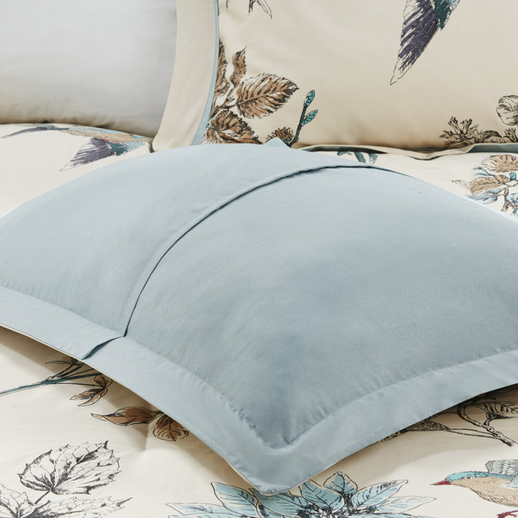 King Blue Cotton Reversible Floral Comforter Set