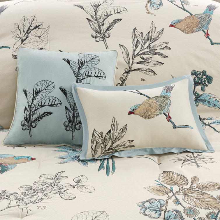 King Blue Cotton Reversible Floral Comforter Set