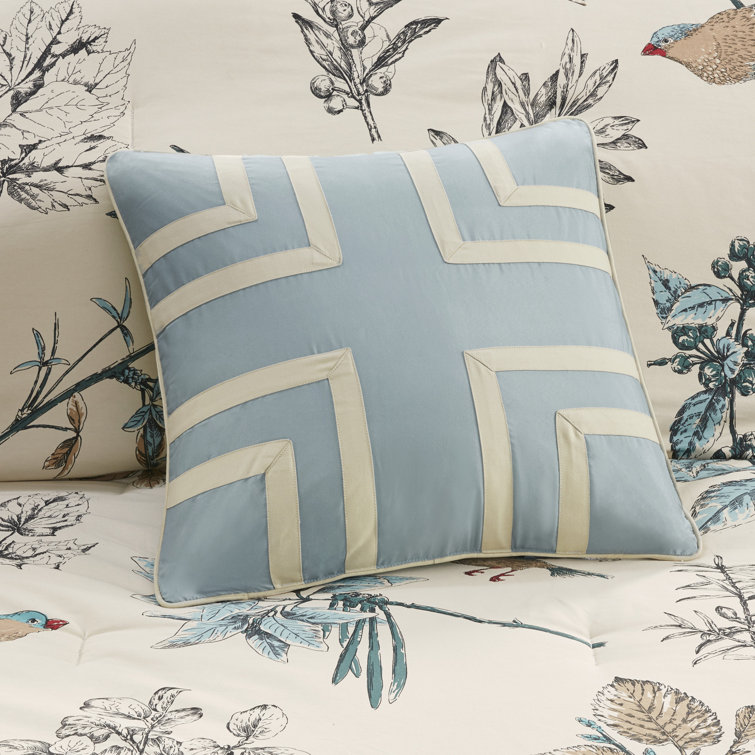 King Blue Cotton Reversible Floral Comforter Set
