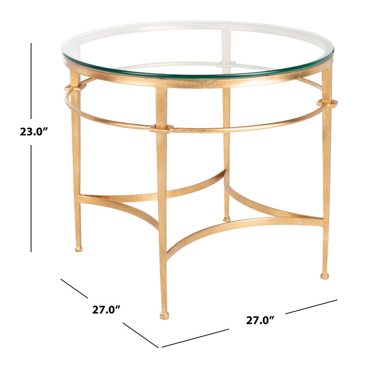 Ingmar Round Antique Gold Metal and Glass Side Table