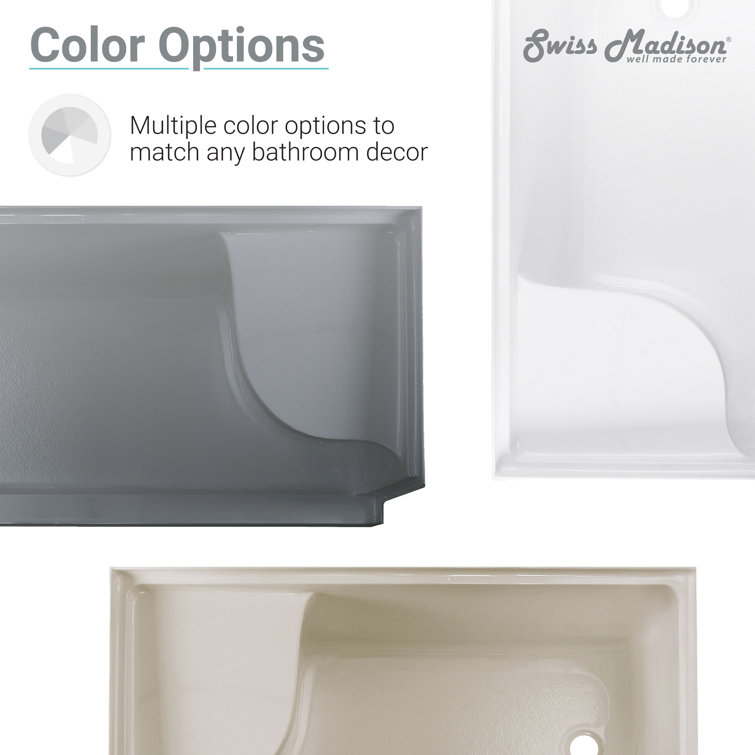 Aquatique 60" x 32" Gray Acrylic Shower Base with Seat