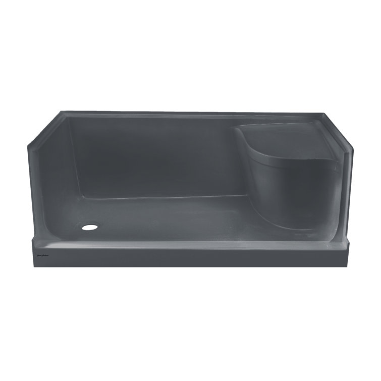 Aquatique 60" x 32" Gray Acrylic Shower Base with Seat