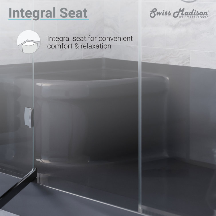 Aquatique 60" x 32" Gray Acrylic Shower Base with Seat