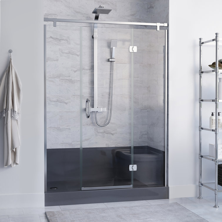 Aquatique 60" x 32" Gray Acrylic Shower Base with Seat