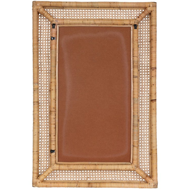 Jameson Rectangular Rattan and Gold Wall Mirror 36x24