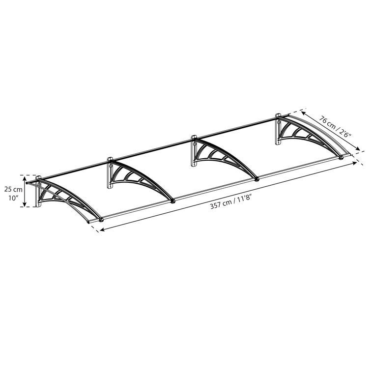 Neo 12' x 3' Gray and Clear Polycarbonate Door and Window Awning