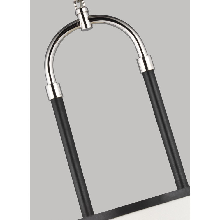 Katie Time Worn Brass Medium Drum Pendant Light with Saddle Leather