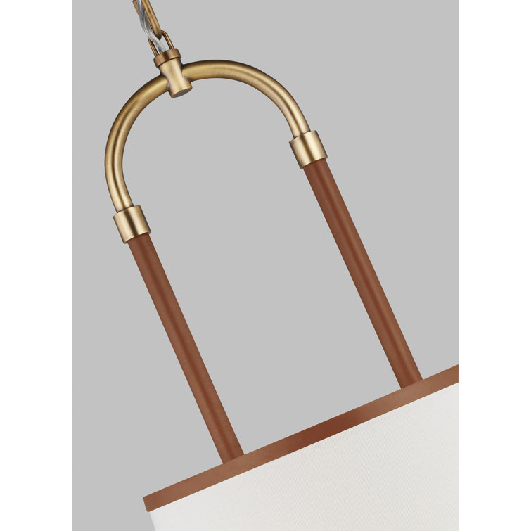 Katie Time Worn Brass Medium Drum Pendant Light with Saddle Leather