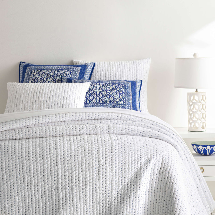 White Cotton Twin Reversible Quilt Set