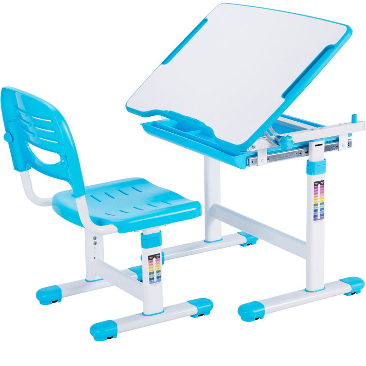 Adjustable Blue Acrylic Children's Desk & Chair with Drawer