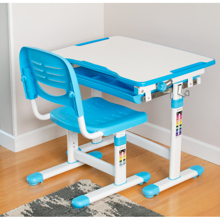 Adjustable Blue Acrylic Children's Desk & Chair with Drawer