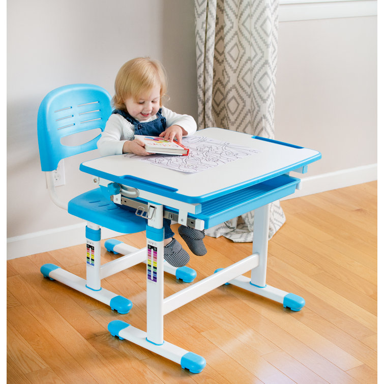 Adjustable Blue Acrylic Children's Desk & Chair with Drawer