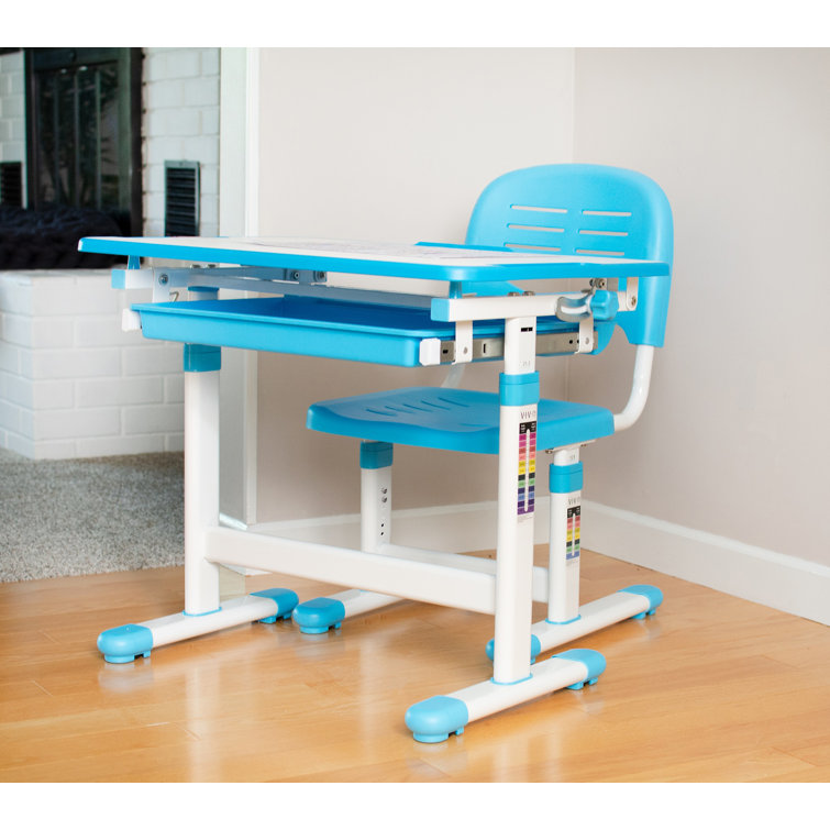 Adjustable Blue Acrylic Children's Desk & Chair with Drawer