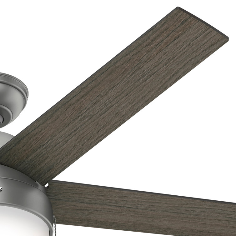 Anslee 52" Matte Silver Low Profile Ceiling Fan with LED Light