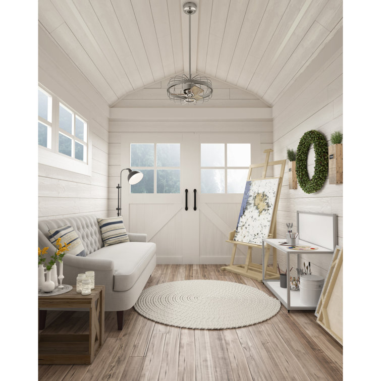 Roswell Industrial 16" Brushed Nickel Ceiling Fan with Reversible Blades