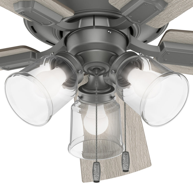 52" Matte Silver Farmhouse Ceiling Fan with LED Light Kit