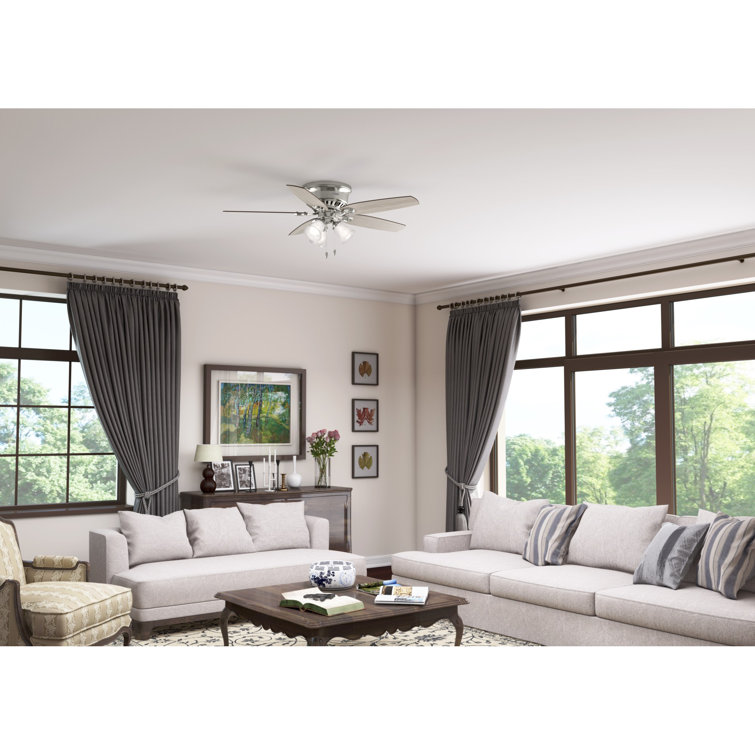 Brushed Nickel 52" Low Profile Ceiling Fan with LED Lights