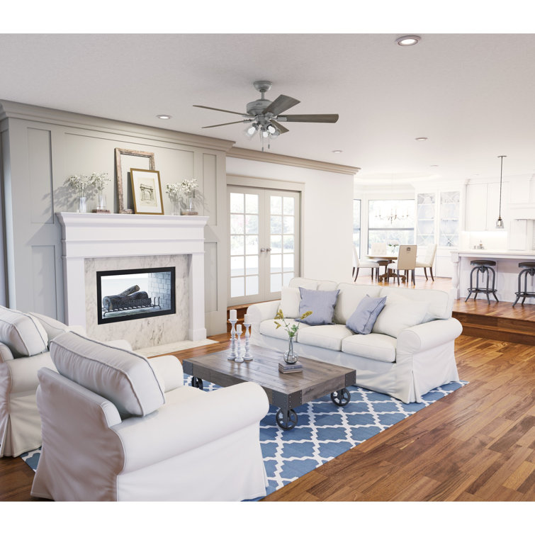 52" Matte Silver Farmhouse Ceiling Fan with LED Light Kit