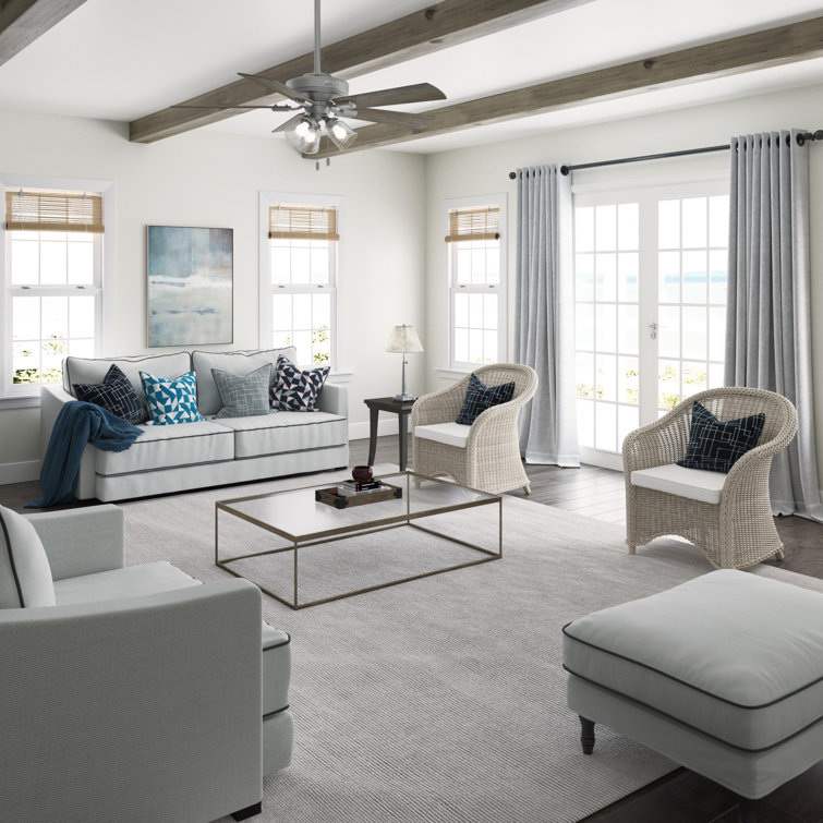 52" Matte Silver Farmhouse Ceiling Fan with LED Light Kit