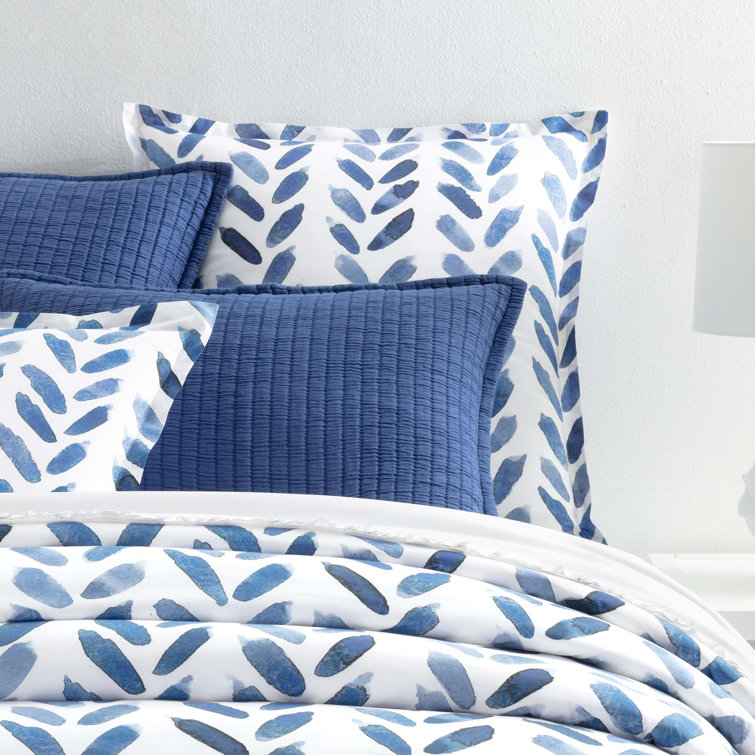 King Size Blue and White Cotton Brushstroke Sham