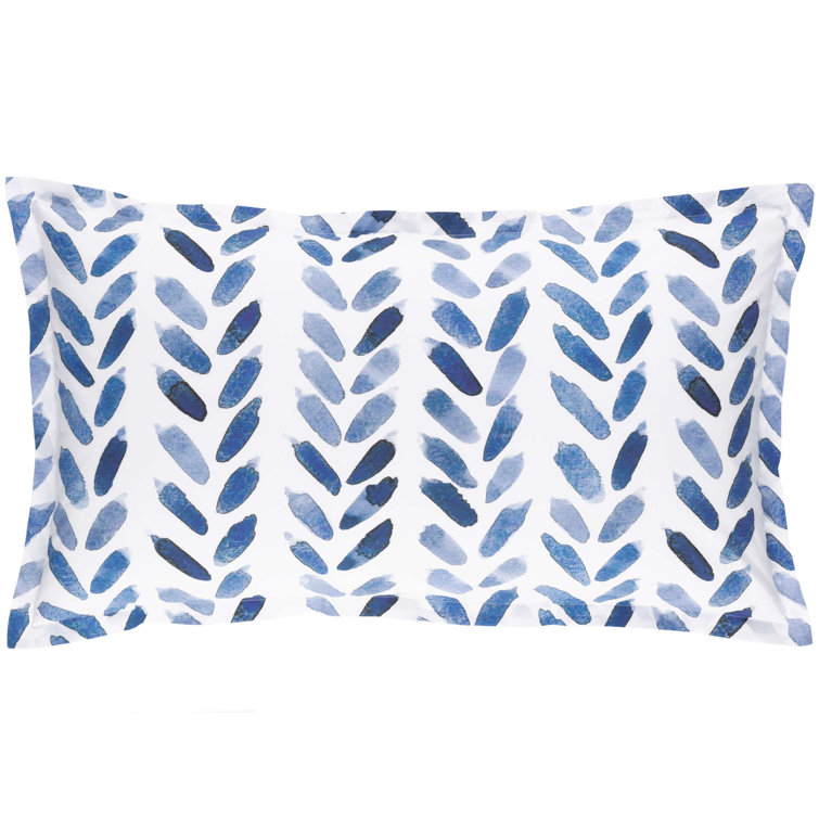 King Size Blue and White Cotton Brushstroke Sham