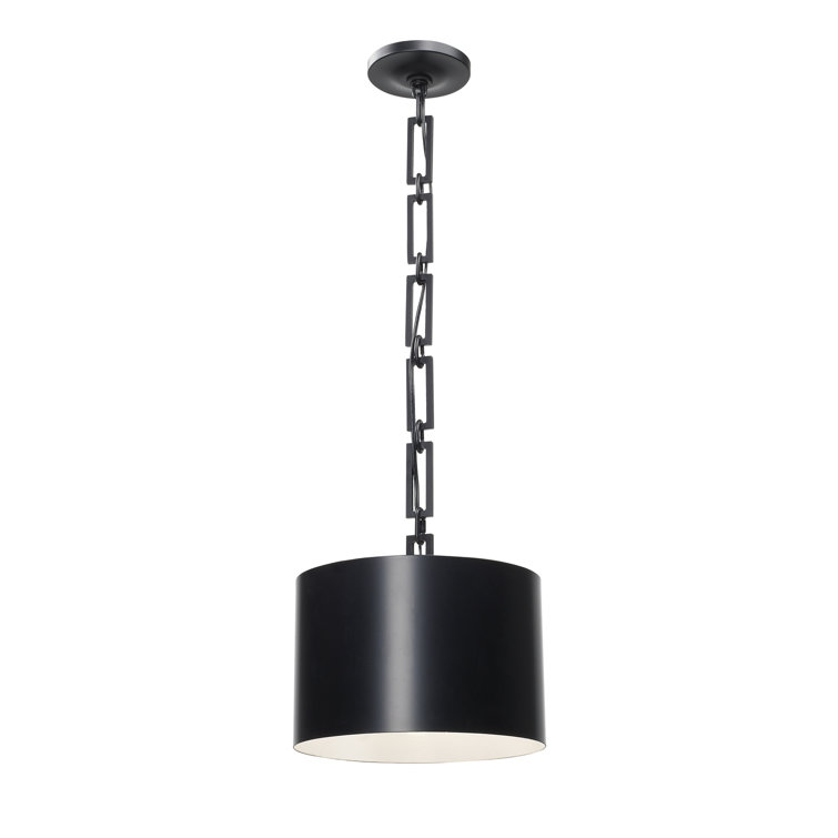 Mini Alston Drum Pendant in Matte Black with Steel Shade