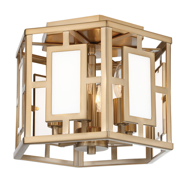 Vibrant Gold Glass Drum 6-Light LED Flush Mount