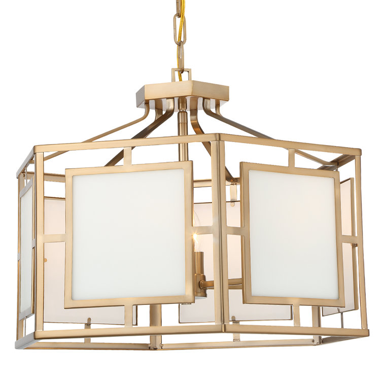Vibrant Gold 6-Light Drum Chandelier with Silk Glass
