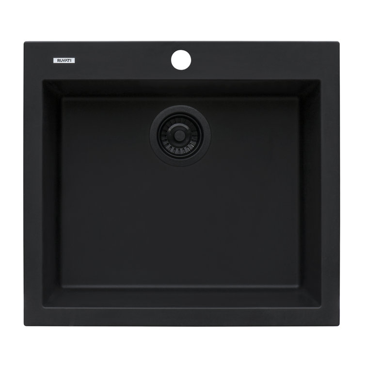 Midnight Black Granite Composite Drop-in Kitchen Sink