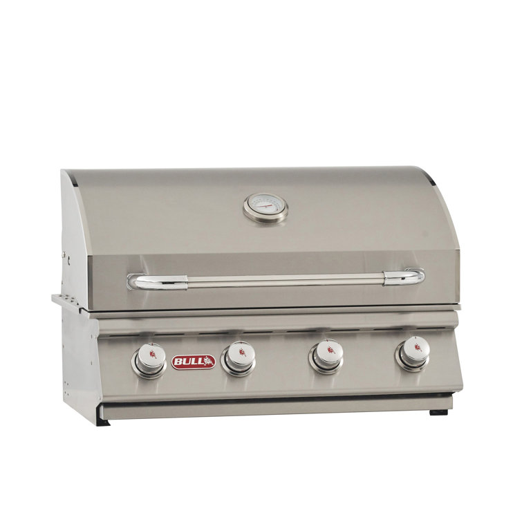 Bull 30" Stainless Steel Built-In Propane Gas Grill with Rotisserie and Smoker