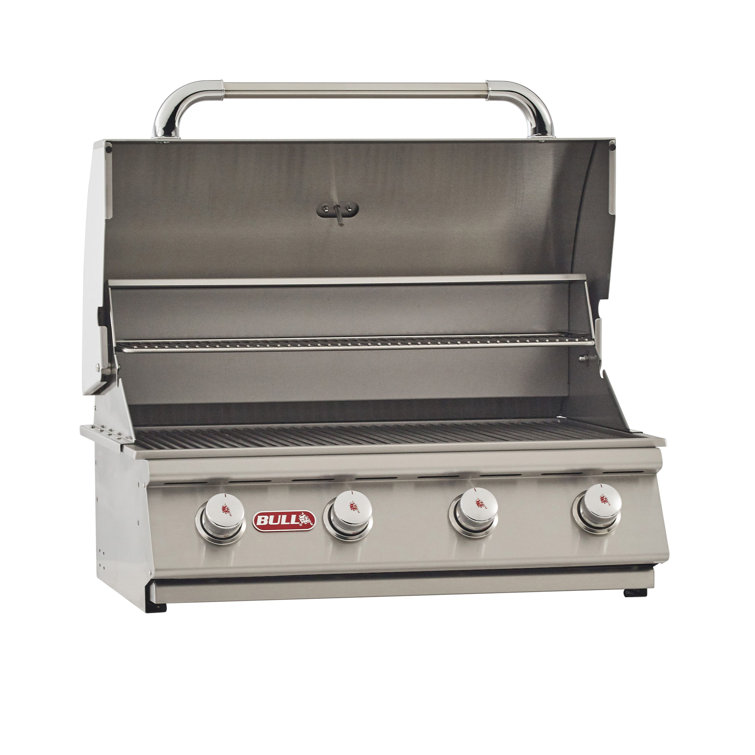 Bull 30" Stainless Steel Built-In Propane Gas Grill with Rotisserie and Smoker