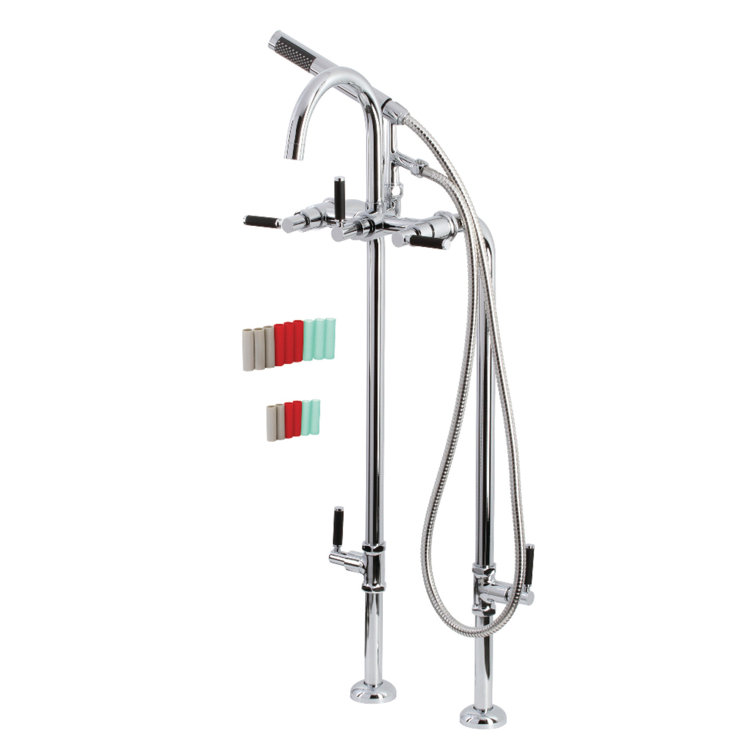 Polished Chrome Freestanding Tub Faucet with Hand Shower