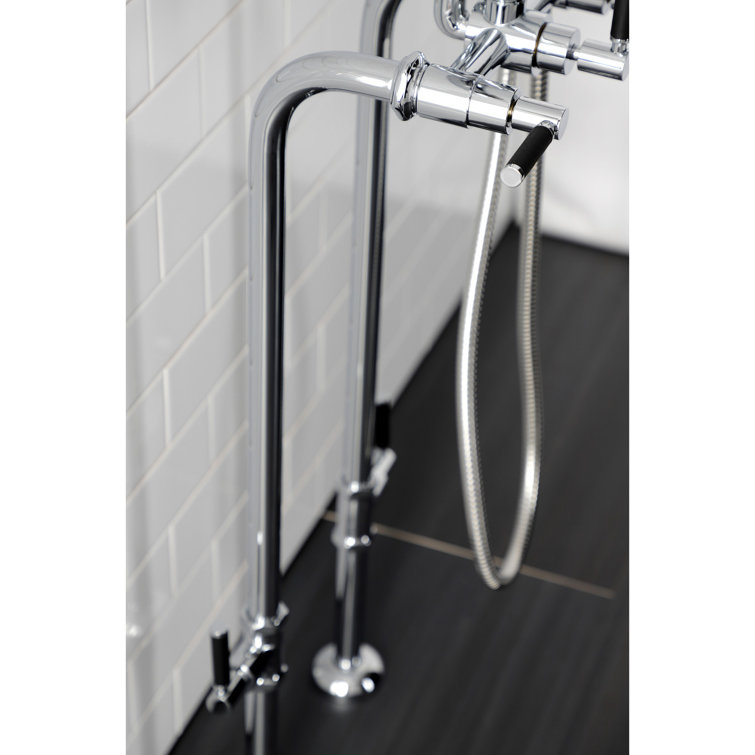 Polished Chrome Freestanding Tub Faucet with Hand Shower