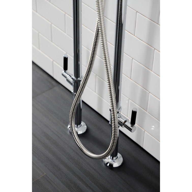 Polished Chrome Freestanding Tub Faucet with Hand Shower