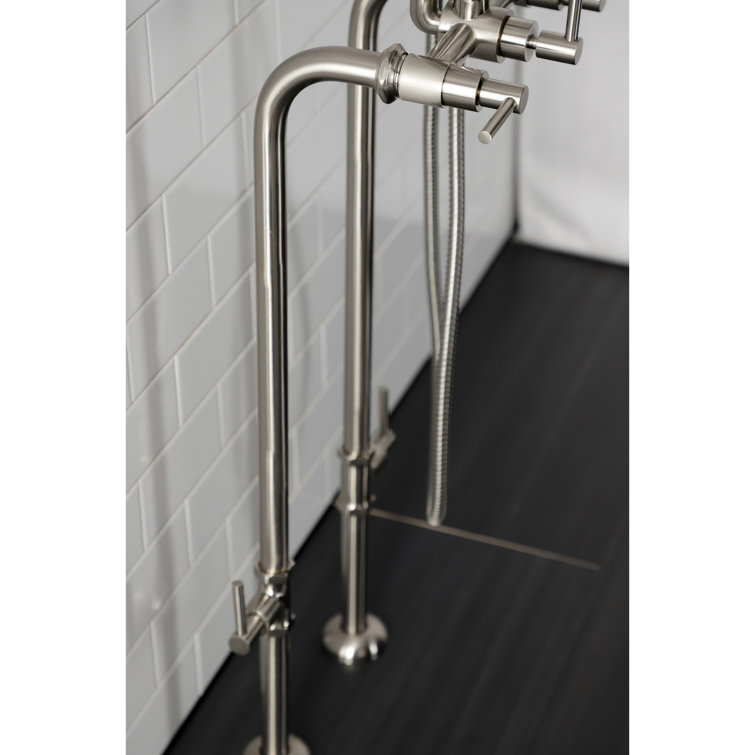 Brushed Nickel Freestanding Tub Faucet with Hand Shower