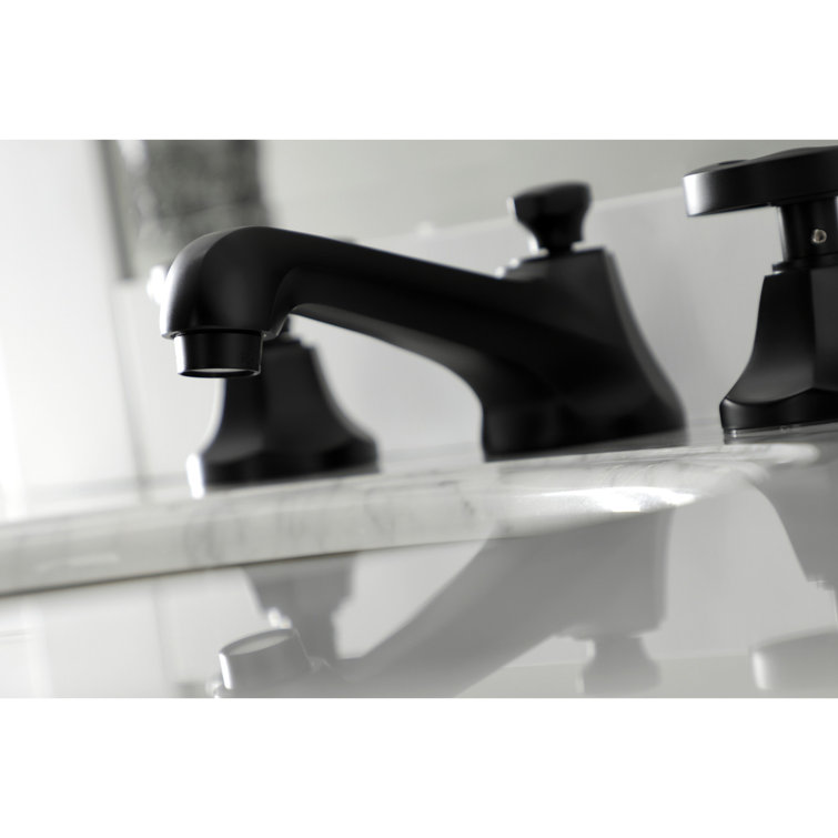 Matte Black Brass Widespread Bathroom Faucet with Pop-Up Drain