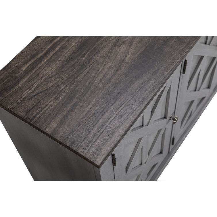 Gray Rustic Wood Finish 48" 3-Door Accent Cabinet