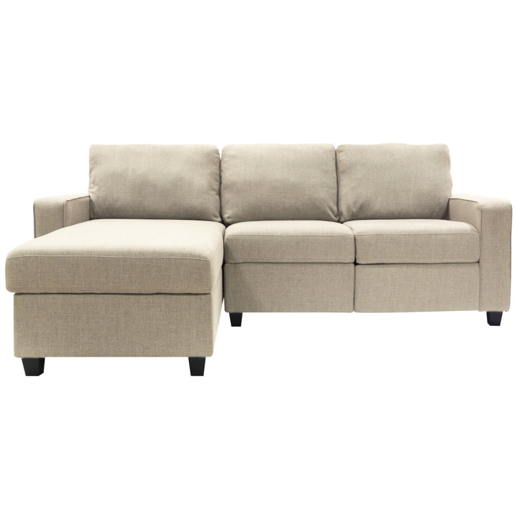 Copenhagen 60'' Beige Fabric Sectional with Storage and Rolled Arms