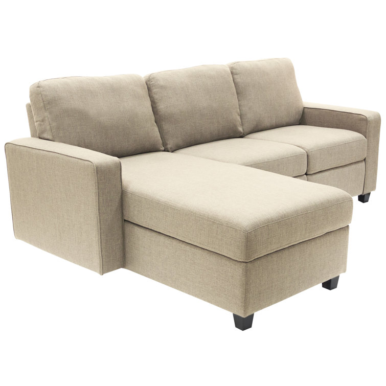 Copenhagen 60'' Beige Fabric Sectional with Storage and Rolled Arms