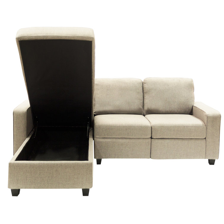 Copenhagen 60'' Beige Fabric Sectional with Storage and Rolled Arms