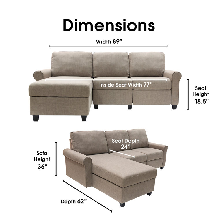 Oatmeal Fabric Sectional Sofa with Storage and Recliner