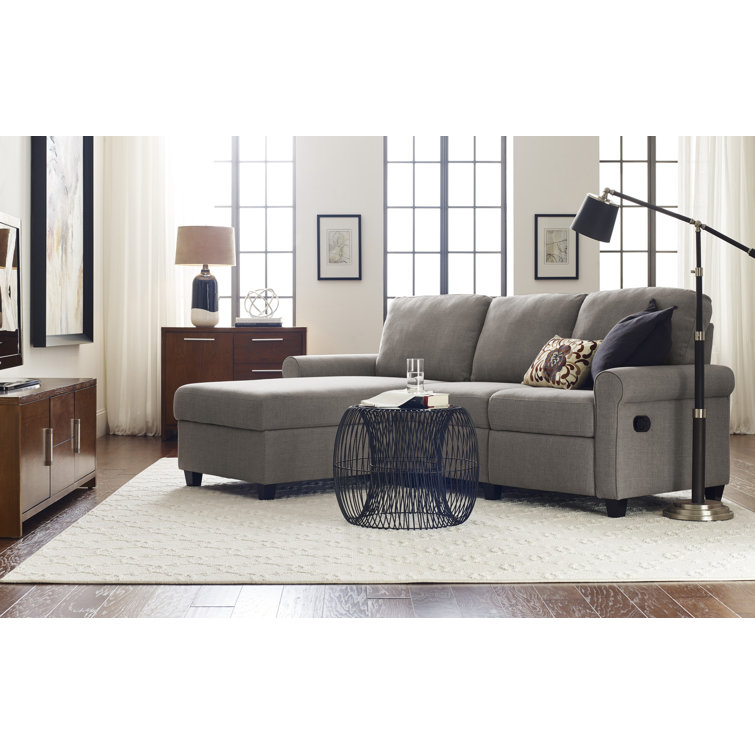 Copenhagen 89'' Gray Microfiber Sectional Sofa with Storage Chaise