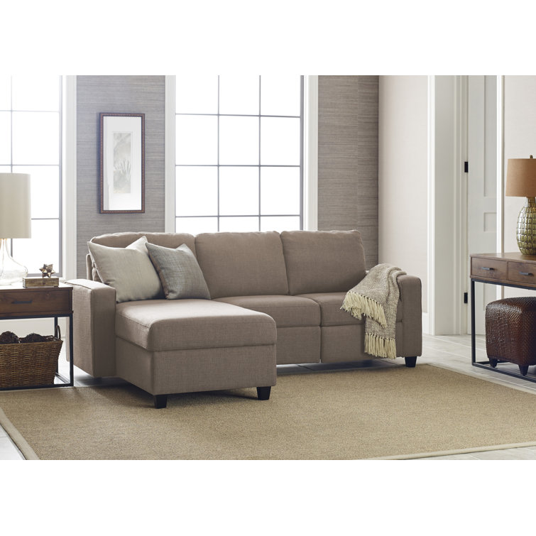 Oatmeal Polyester 3-Seater Sleeper Sectional with Inner-Spring and Storage
